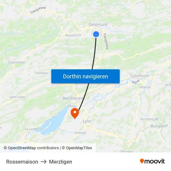 Rossemaison to Merzligen map
