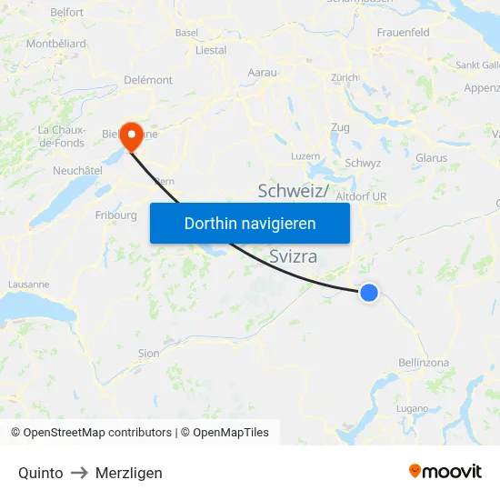 Quinto to Merzligen map