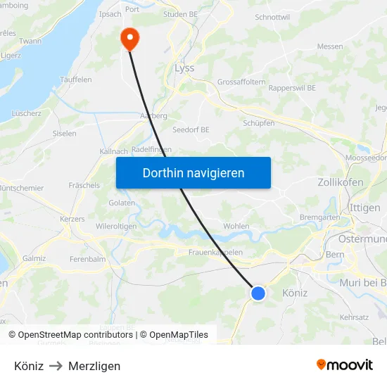 Köniz to Merzligen map