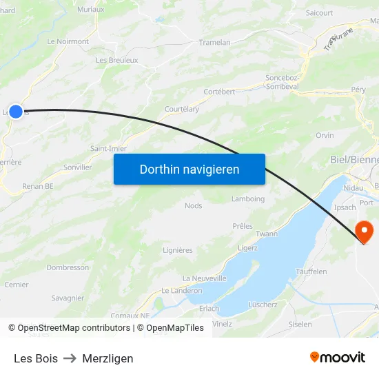 Les Bois to Merzligen map
