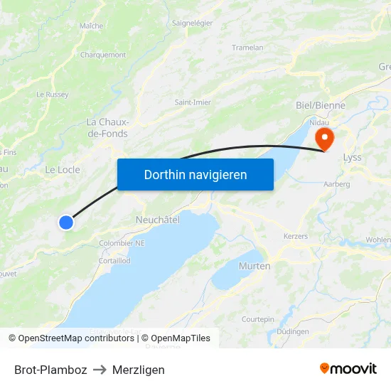 Brot-Plamboz to Merzligen map
