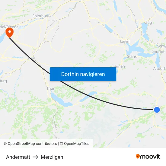 Andermatt to Merzligen map