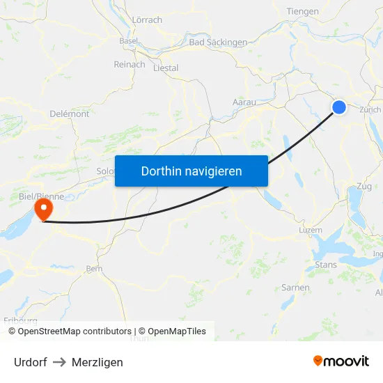 Urdorf to Merzligen map