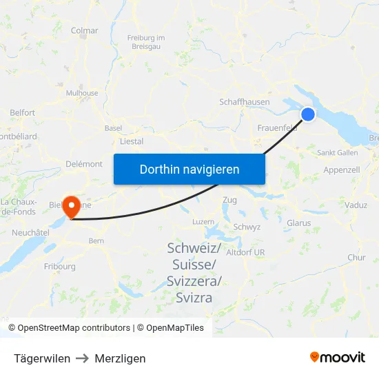 Tägerwilen to Merzligen map