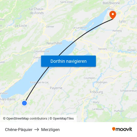 Chêne-Pâquier to Merzligen map