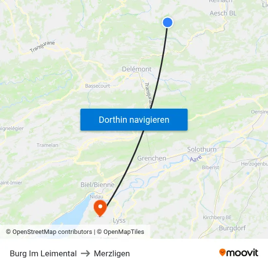 Burg Im Leimental to Merzligen map