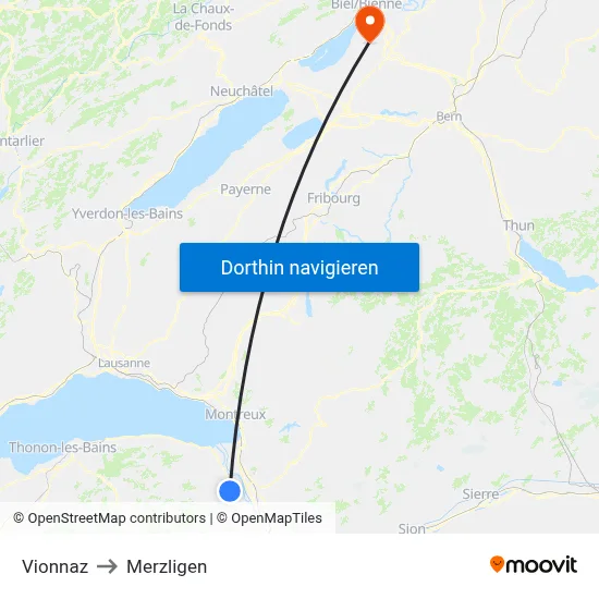 Vionnaz to Merzligen map