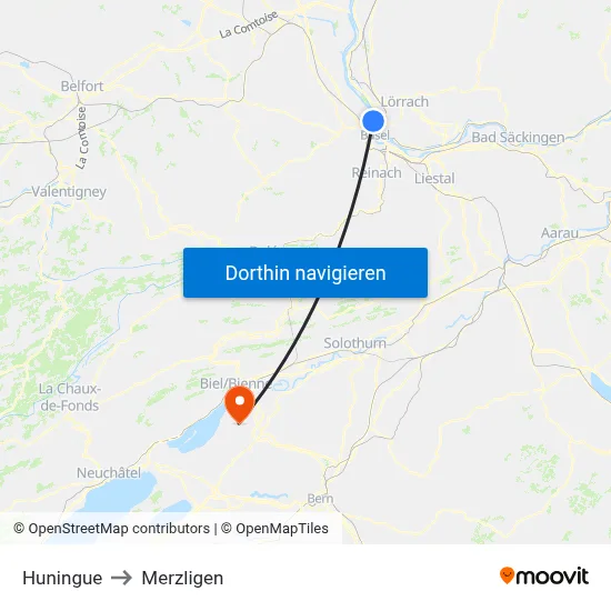 Huningue to Merzligen map