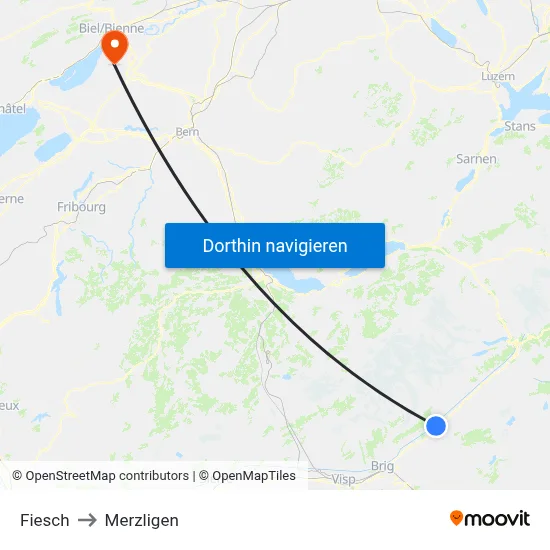 Fiesch to Merzligen map