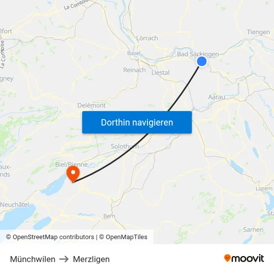 Münchwilen to Merzligen map