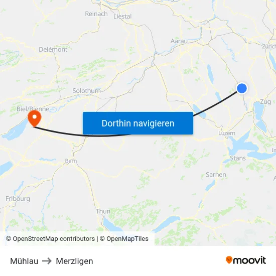Mühlau to Merzligen map