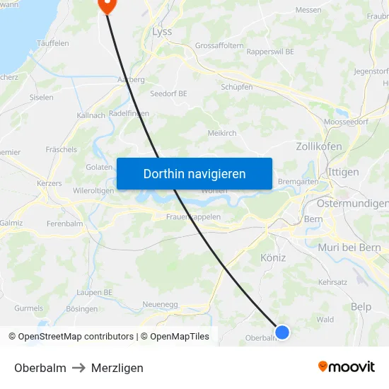 Oberbalm to Merzligen map