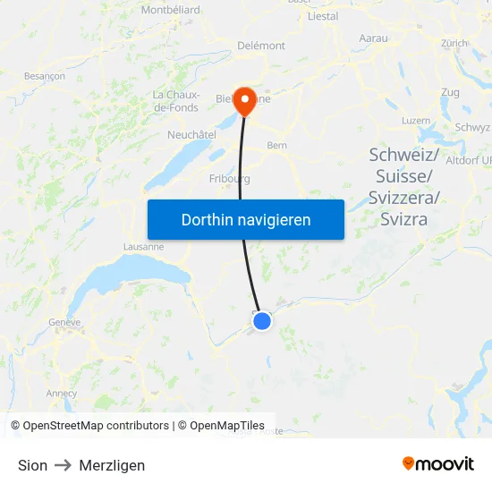 Sion to Merzligen map