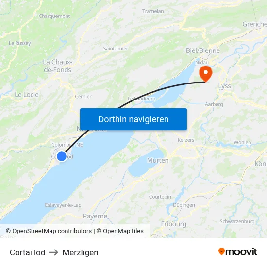 Cortaillod to Merzligen map