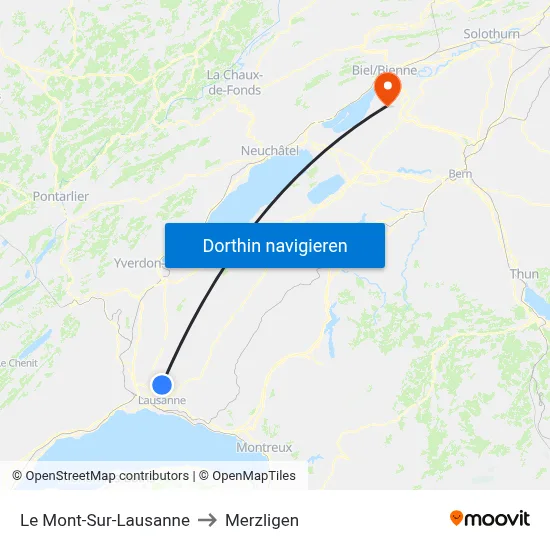 Le Mont-Sur-Lausanne to Merzligen map