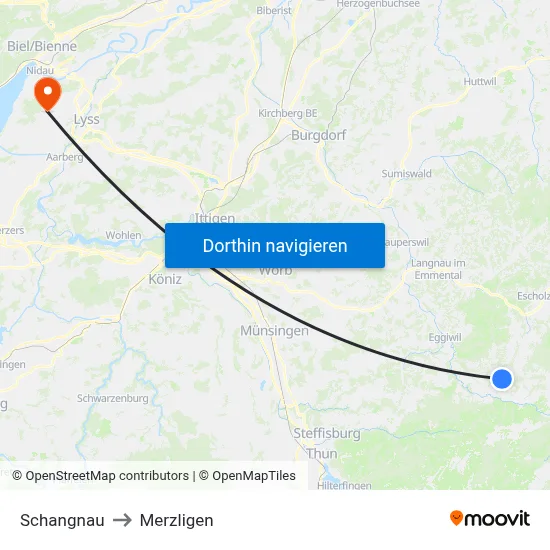 Schangnau to Merzligen map