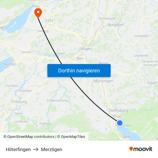 Hilterfingen to Merzligen map