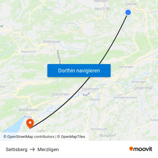 Seltisberg to Merzligen map