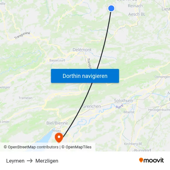 Leymen to Merzligen map