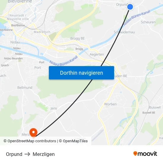 Orpund to Merzligen map