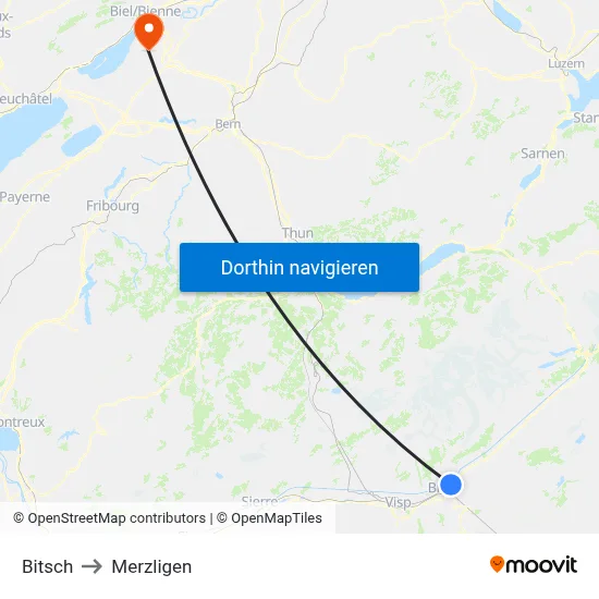 Bitsch to Merzligen map