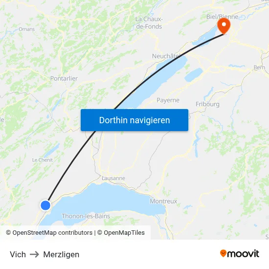 Vich to Merzligen map