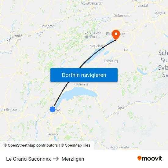 Le Grand-Saconnex to Merzligen map