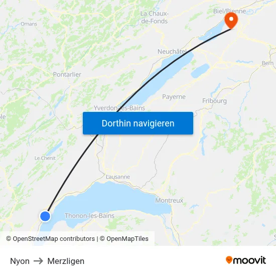 Nyon to Merzligen map