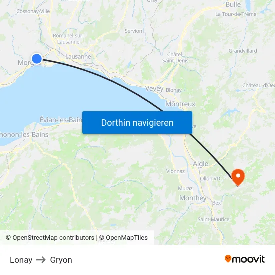 Lonay to Gryon map