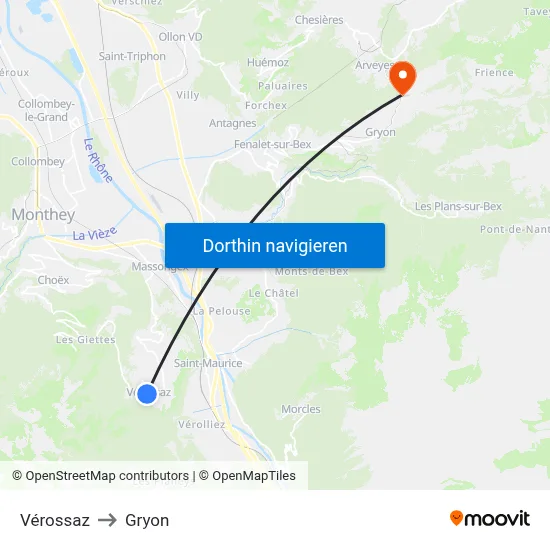 Vérossaz to Gryon map