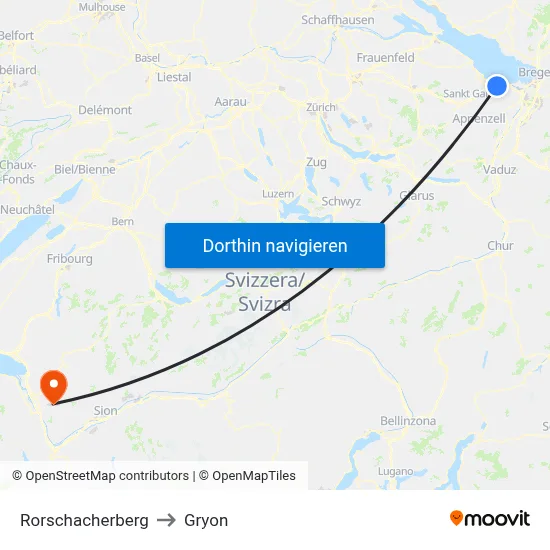 Rorschacherberg to Gryon map
