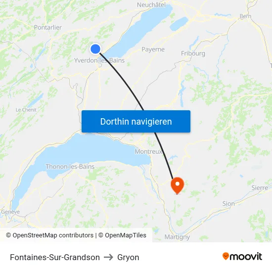 Fontaines-Sur-Grandson to Gryon map