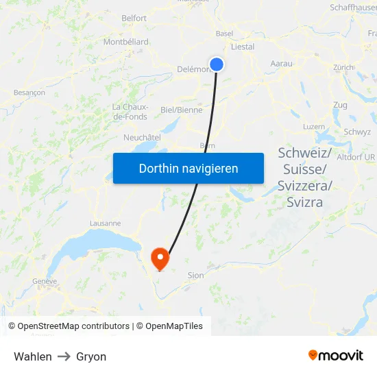 Wahlen to Gryon map