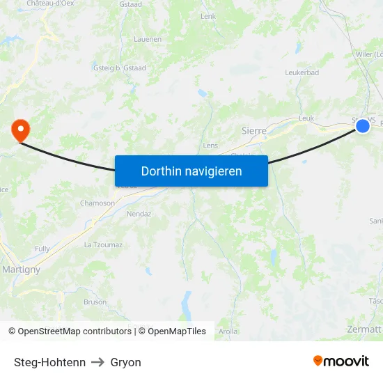 Steg-Hohtenn to Gryon map