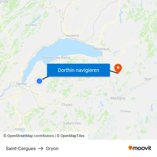 Saint-Cergues to Gryon map
