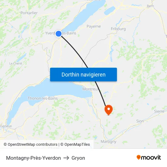 Montagny-Près-Yverdon to Gryon map