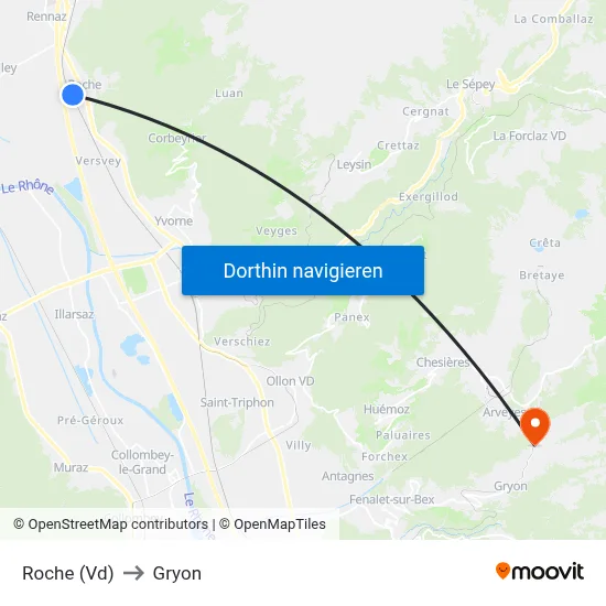 Roche (Vd) to Gryon map