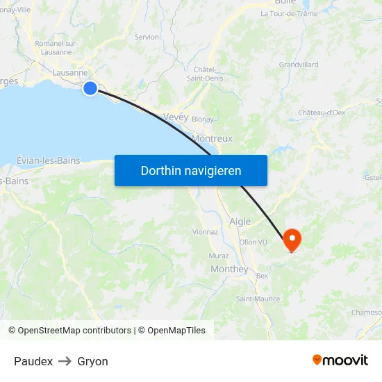 Paudex to Gryon map