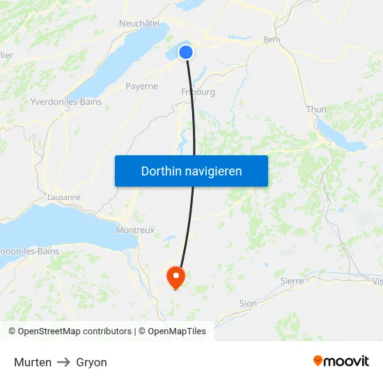 Murten to Gryon map