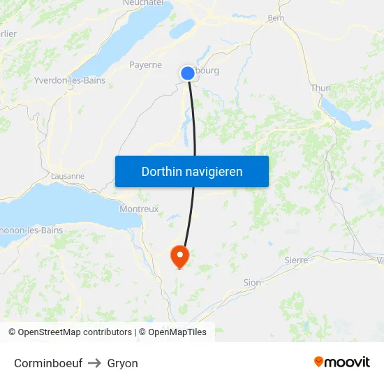 Corminboeuf to Gryon map