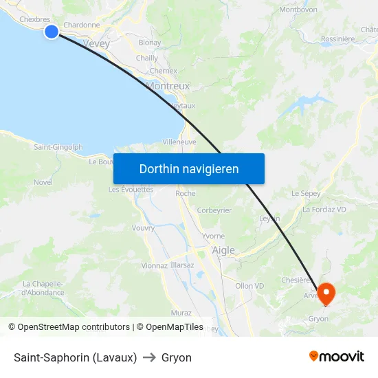 Saint-Saphorin (Lavaux) to Gryon map