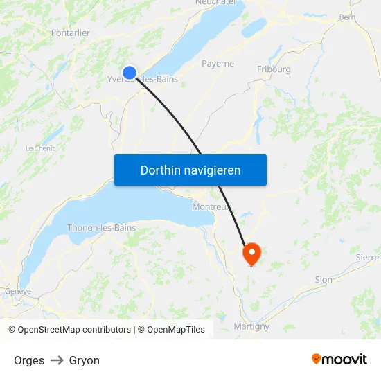 Orges to Gryon map