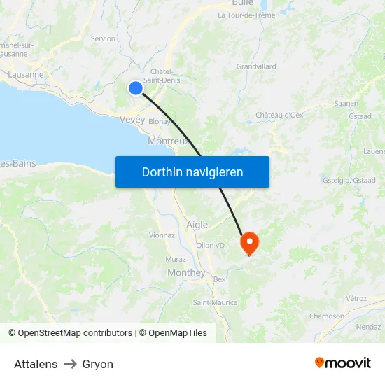 Attalens to Gryon map