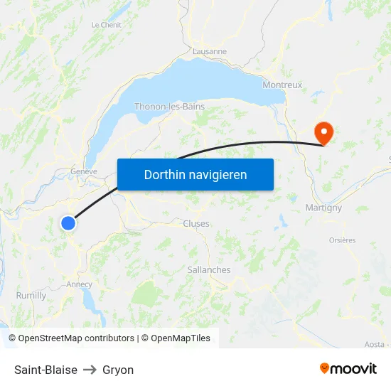 Saint-Blaise to Gryon map