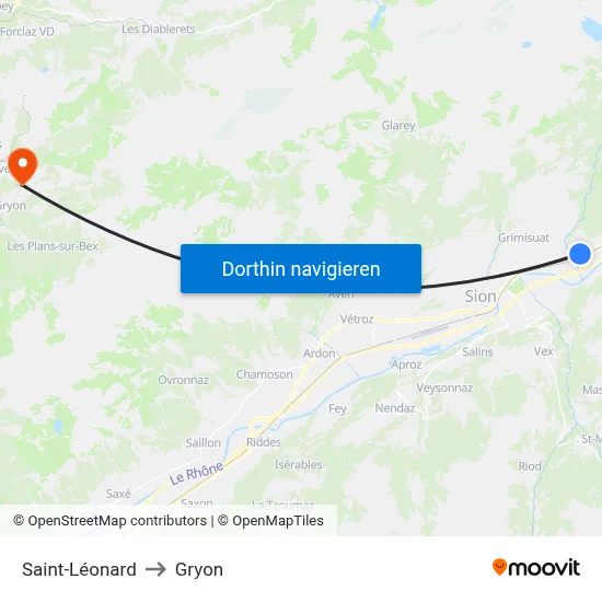 Saint-Léonard to Gryon map