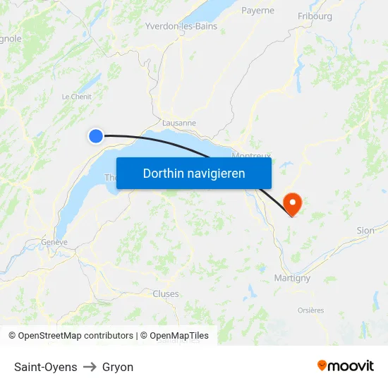 Saint-Oyens to Gryon map