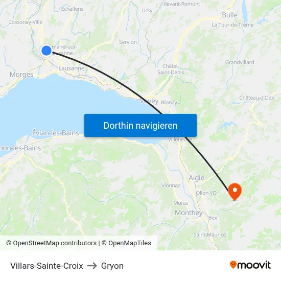 Villars-Sainte-Croix to Gryon map
