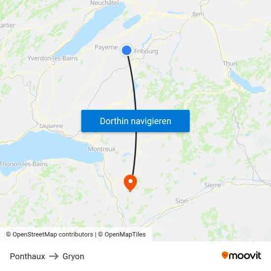 Ponthaux to Gryon map
