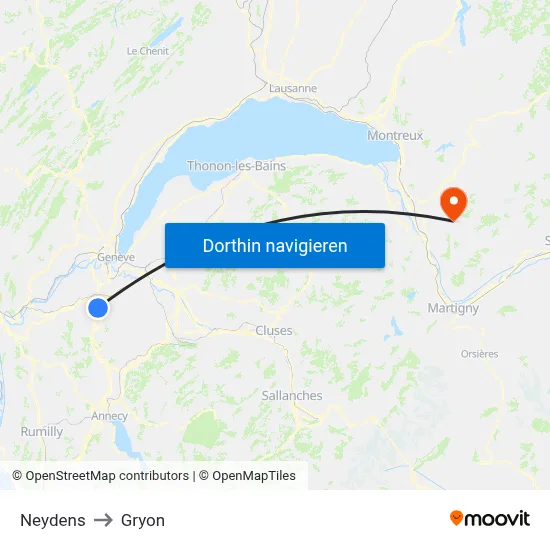 Neydens to Gryon map