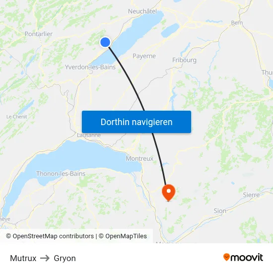 Mutrux to Gryon map